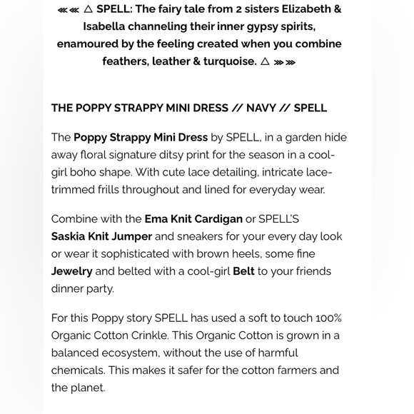 Spell and the Gypsy navy poppy strappy floral ditsy mini dress size xsmall - Picture 10 of 16